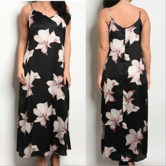Dresses & Skirts - DRESS PLUS SIZE FLORAL SLIP DRESS